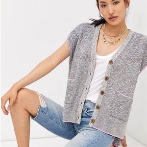 Anthropologie Pilcro Washed Cardigan Sleeveless Sweater Vest M